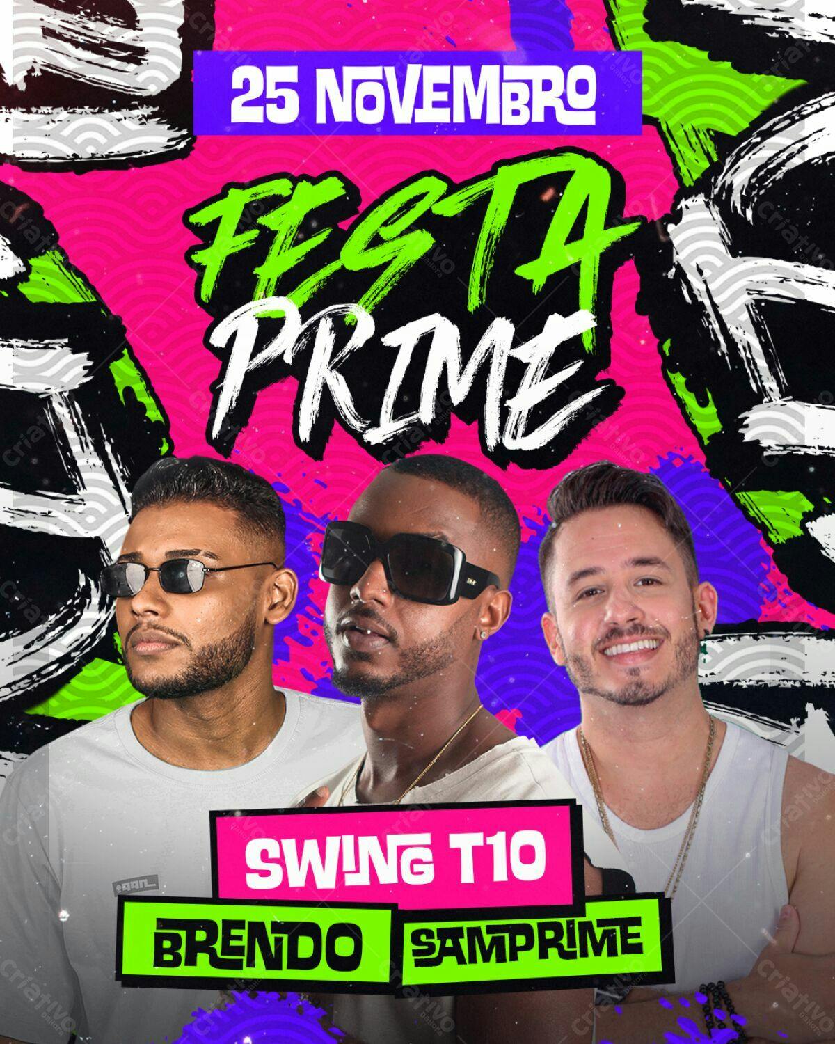 Flyer Festa Prime 25 de Novembro PSD Editável