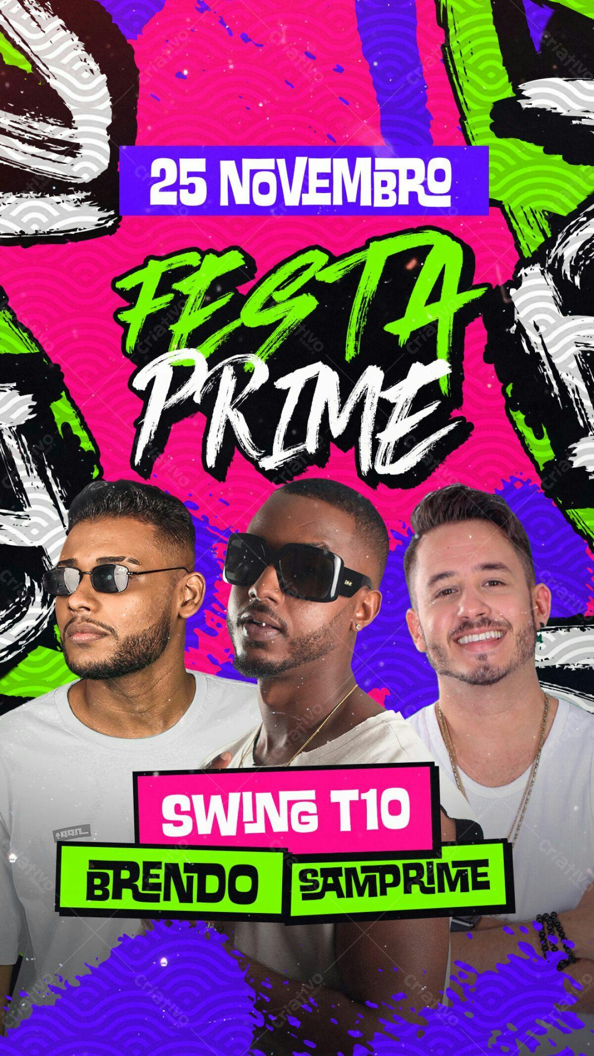 Flyer Festa Prime 25 de Novembro PSD Editável