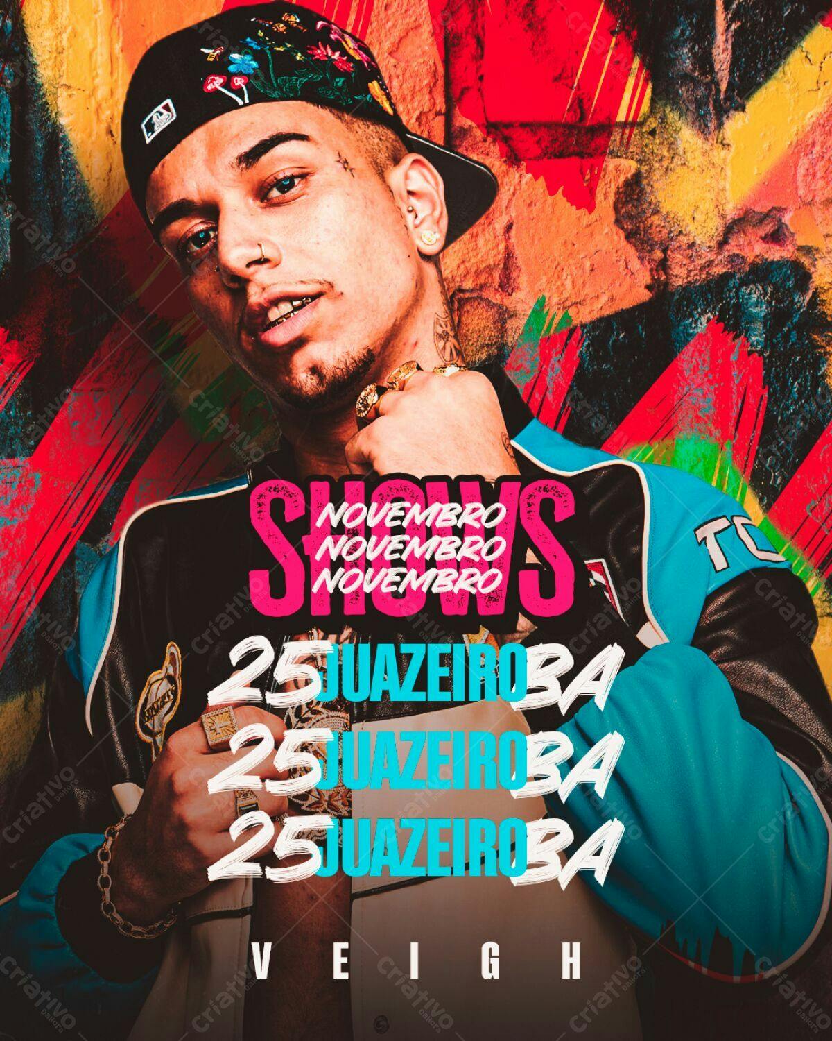Flyer para Show de Veigh em Juazeiro-BA PSD Editável