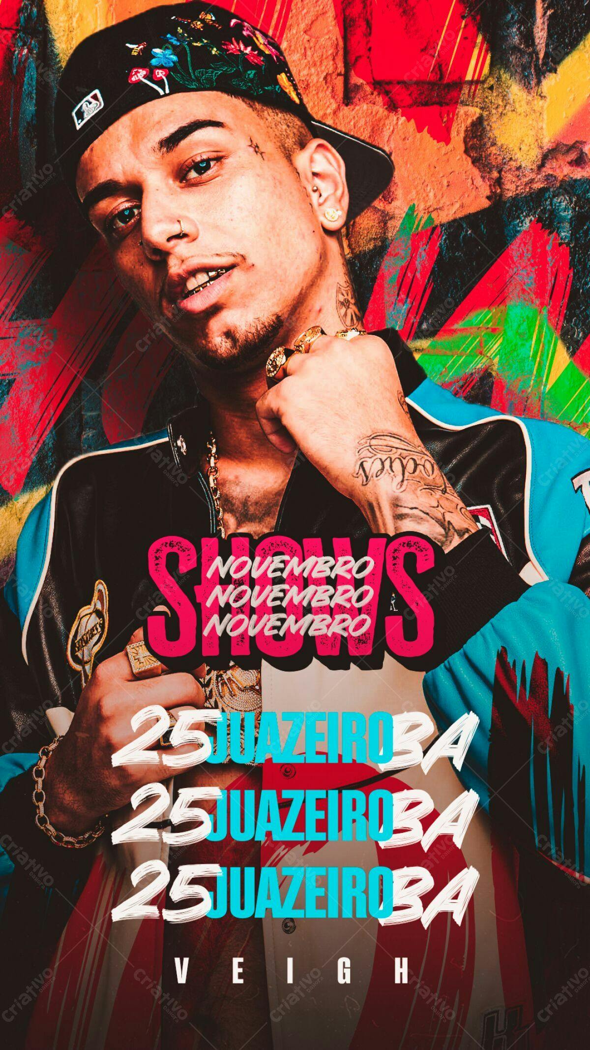 Flyer para Show do Veigh em Juazeiro PSD Editável