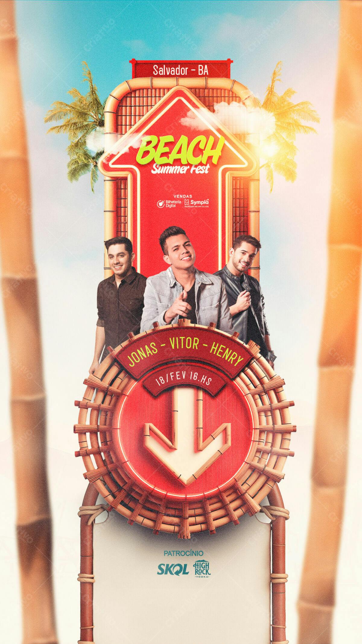 Flyer para Festival de Verão Beach Summer Fest PSD Editável