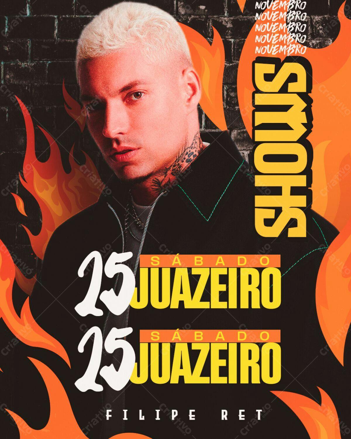 Flyer para Show de Felipe Ret PSD Editável