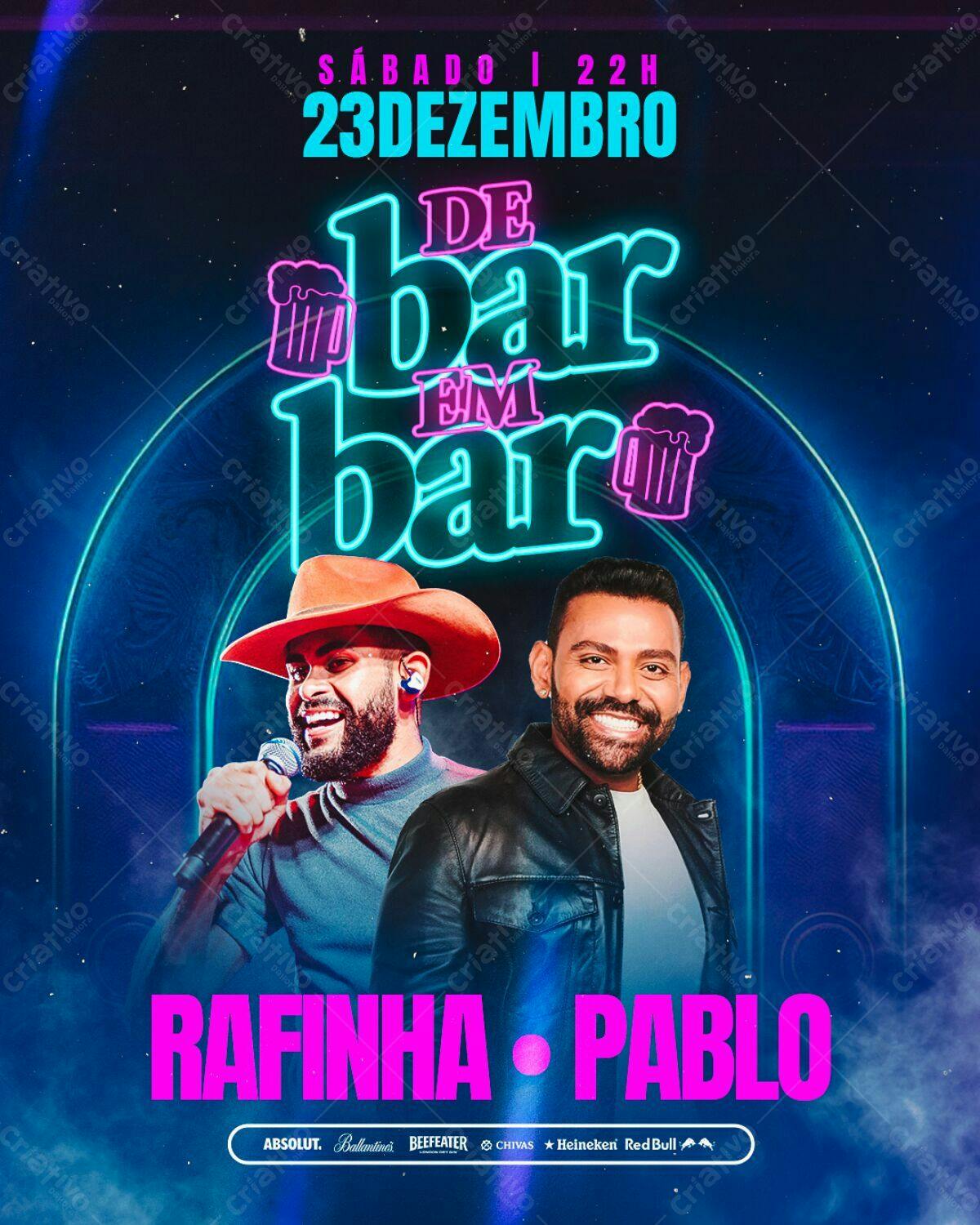 Flyer De Bar em Bar com Rafinha e Pablo PSD Editável