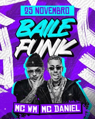 182 flyer evento baile funk mc daniel mc wm feed psd editável