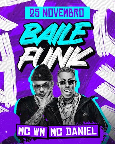 182 flyer evento baile funk mc daniel mc wm feed psd editável