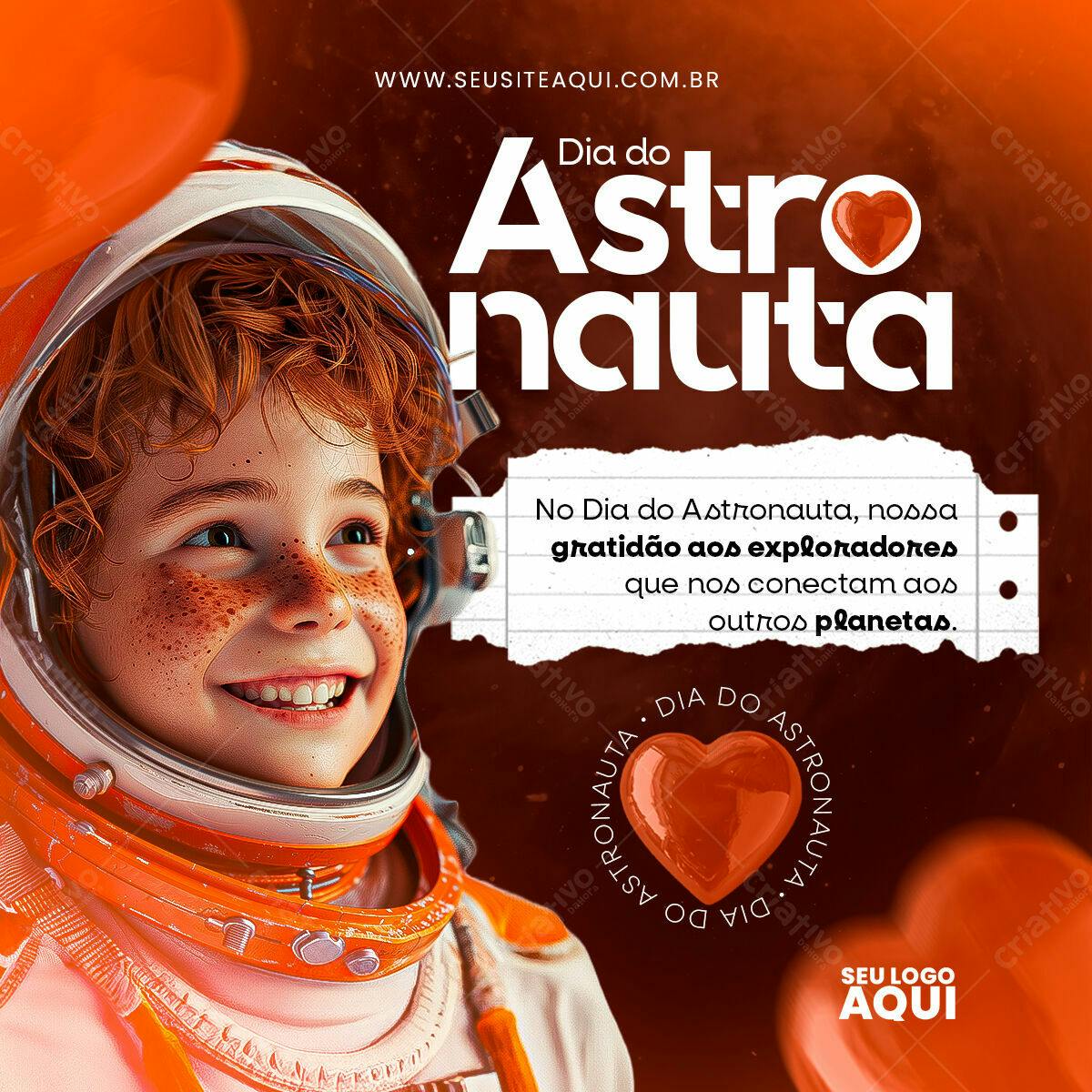 Post para o Dia do Astronauta PSD Editável