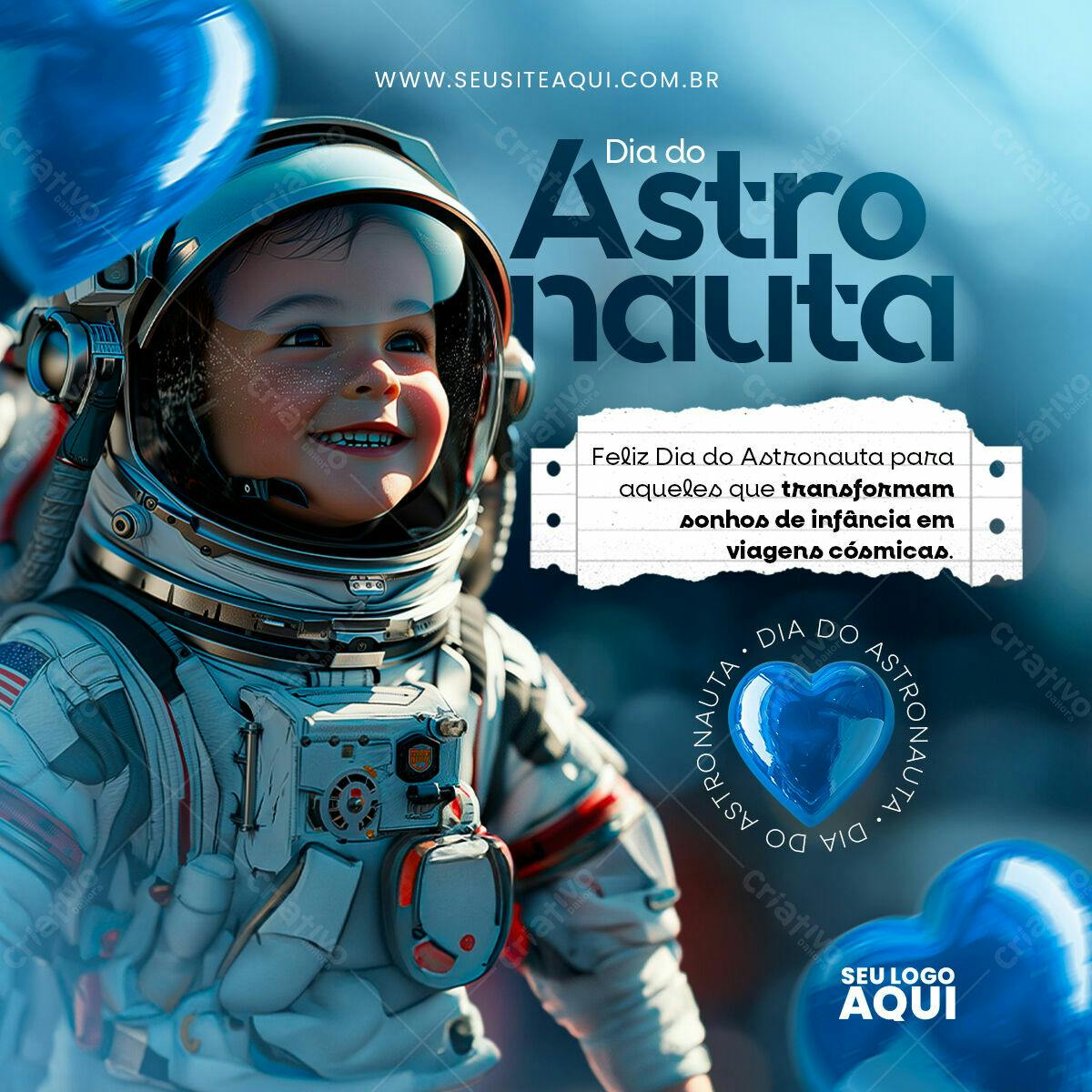 Post para o Dia do Astronauta PSD Editável