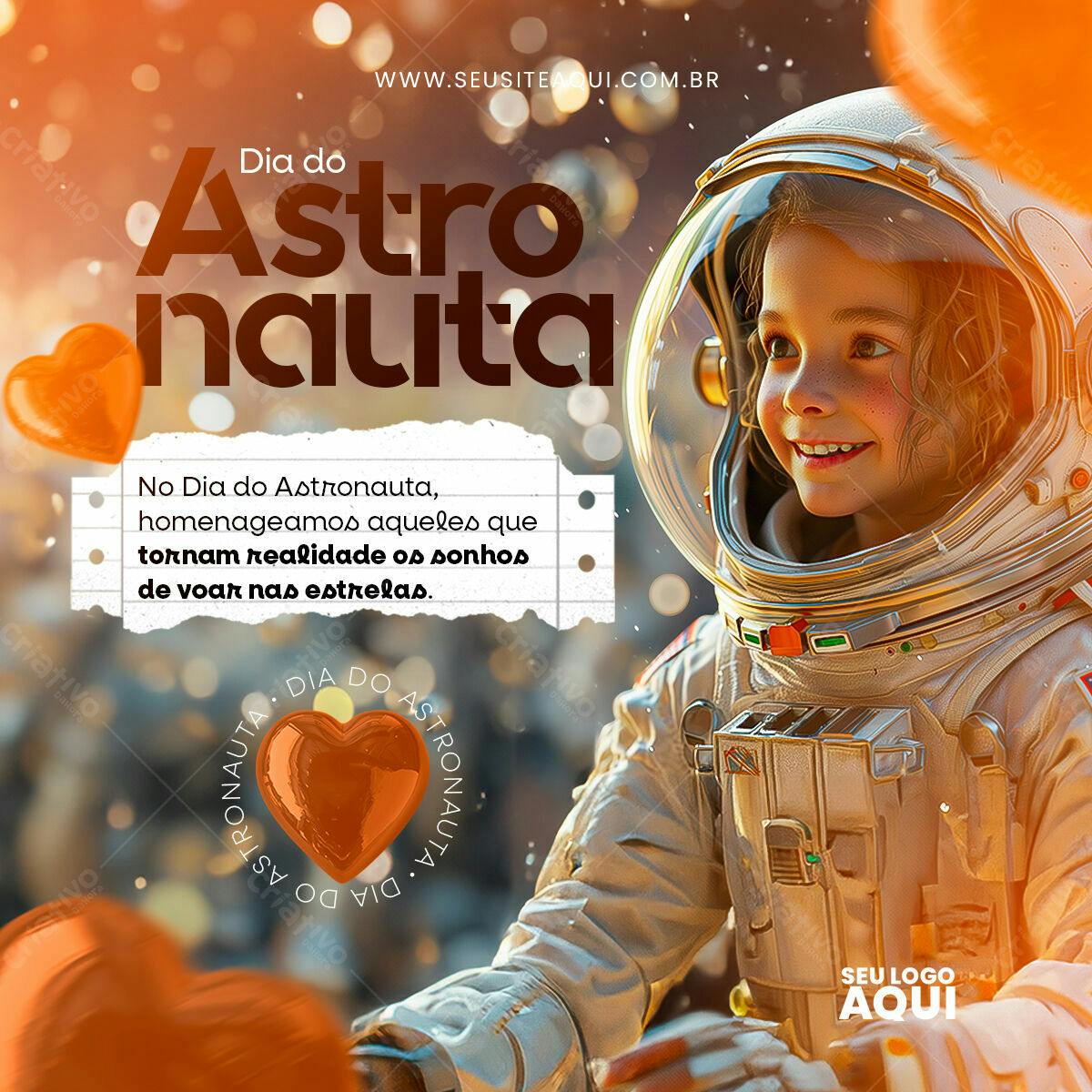 Post para o Dia do Astronauta PSD Editável