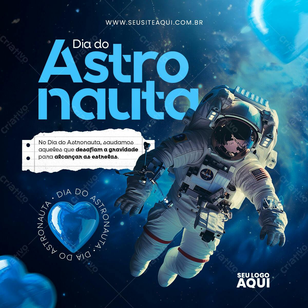 Post para Dia do Astronauta PSD Editável