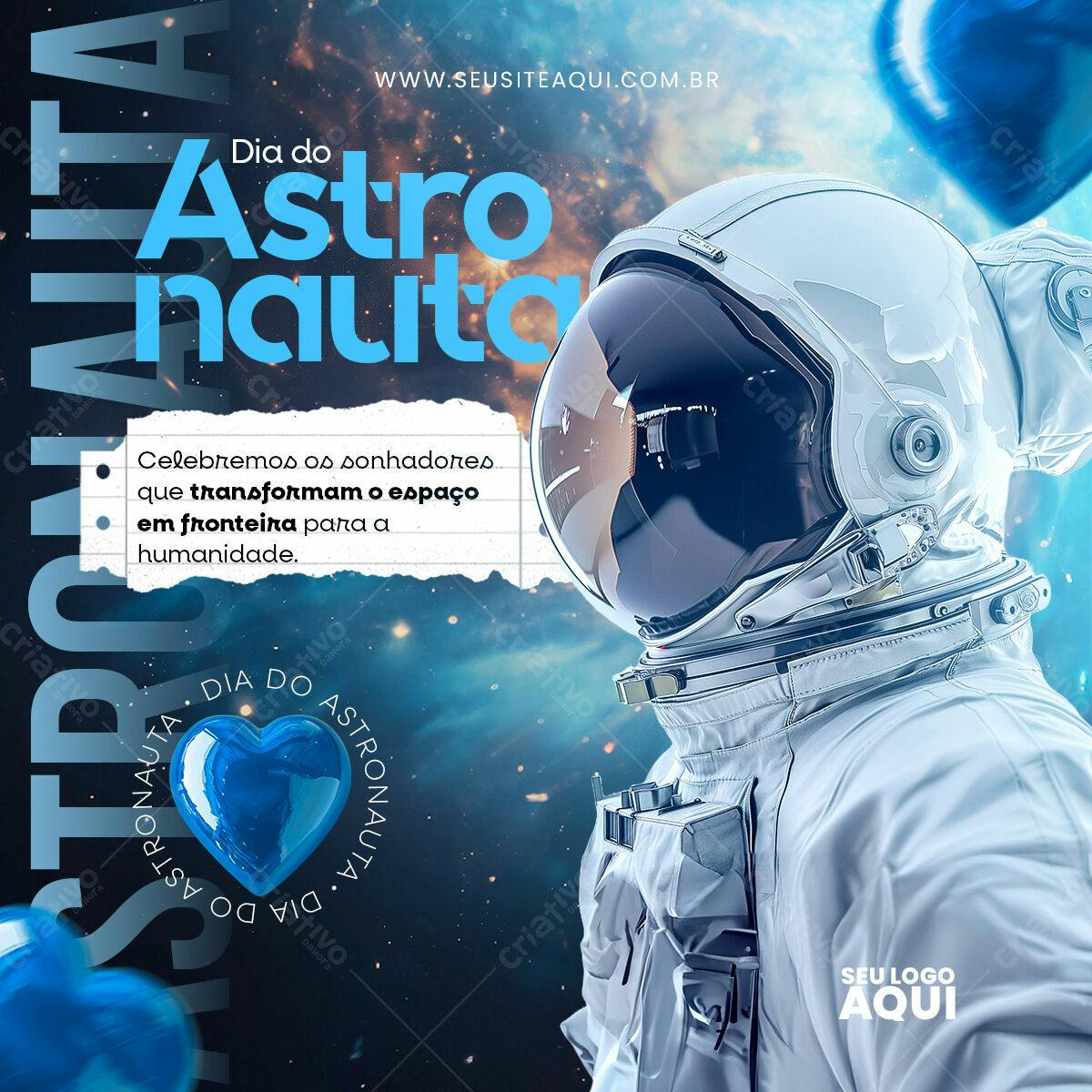 Flyer Dia do Astronauta PSD Editável