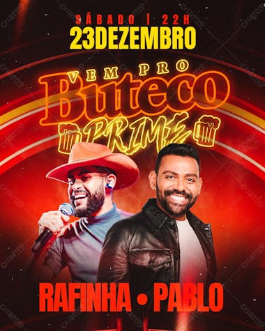 186 flyer evento vem pro buteco prime pablo rafinha feed psd editável