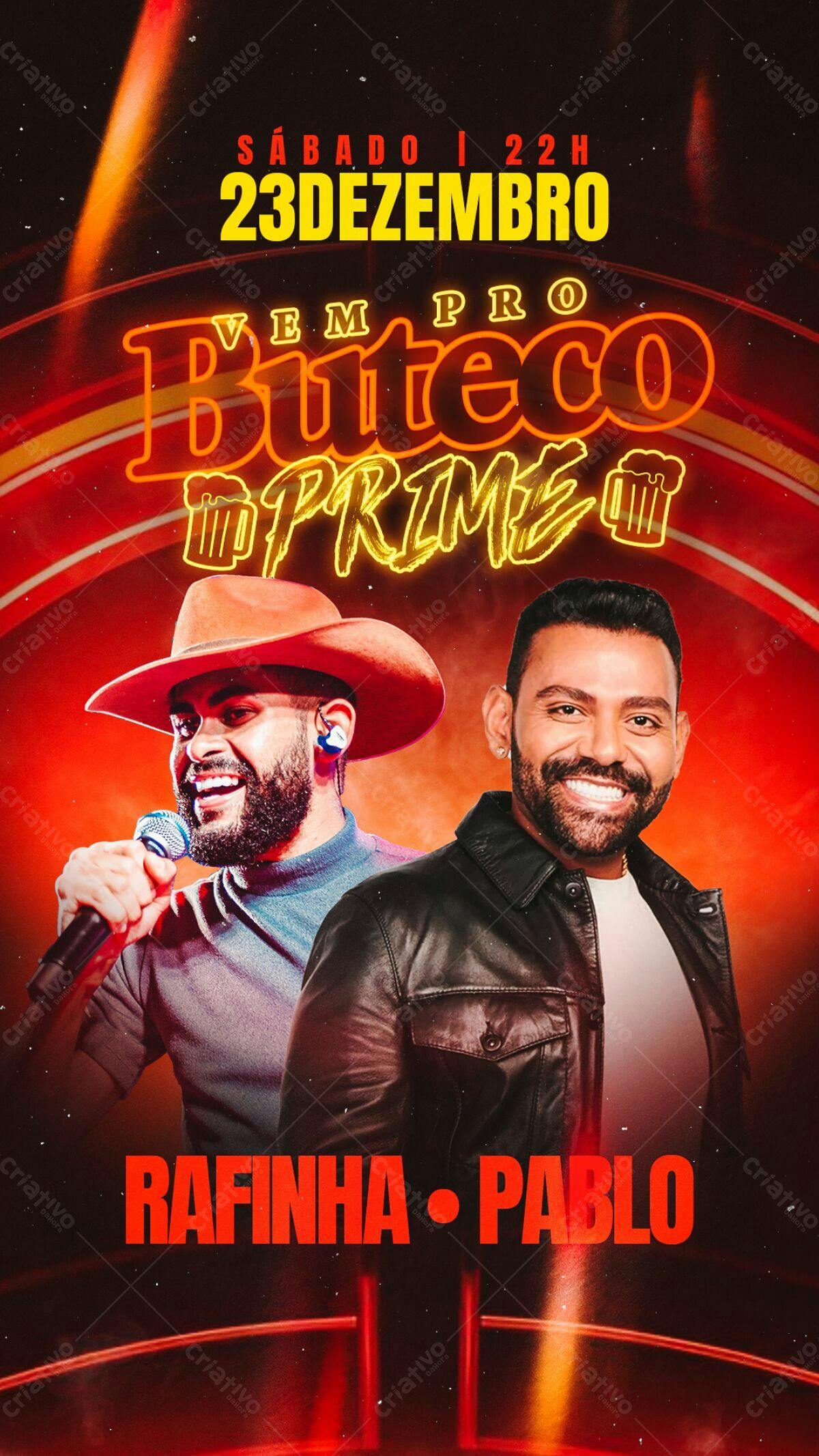 Flyer Buteco Prime com Rafinha e Pablo PSD Editável