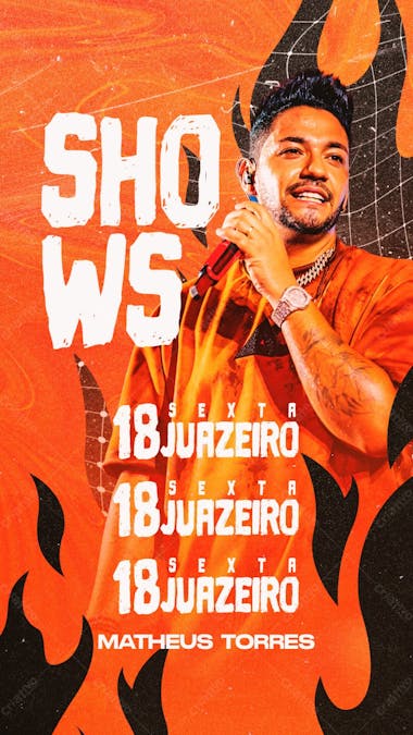 Agenda de shows matheus torres stories psd editável