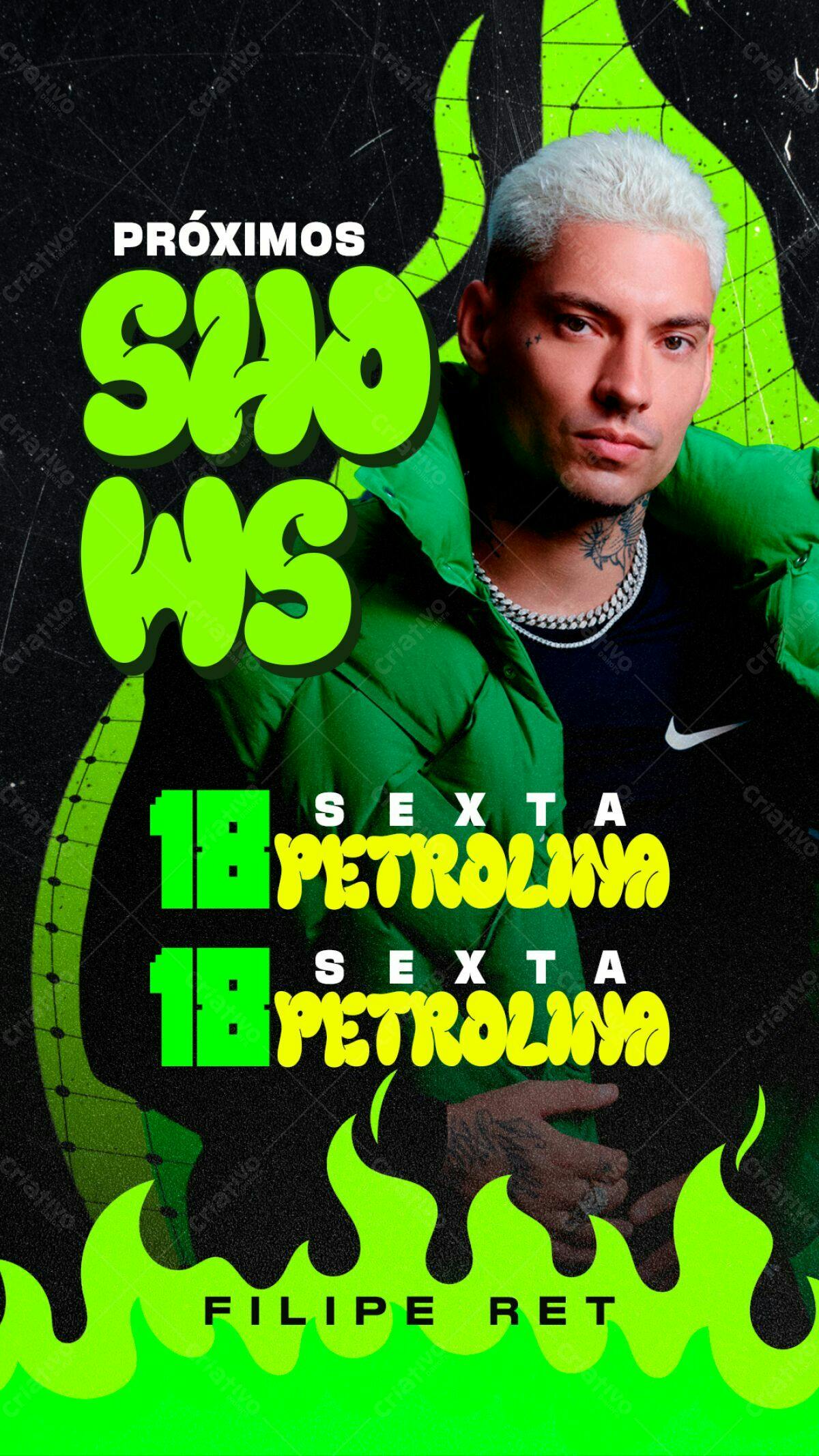 Flyer para Show do Filipe Ret em Petrolina PSD Editável