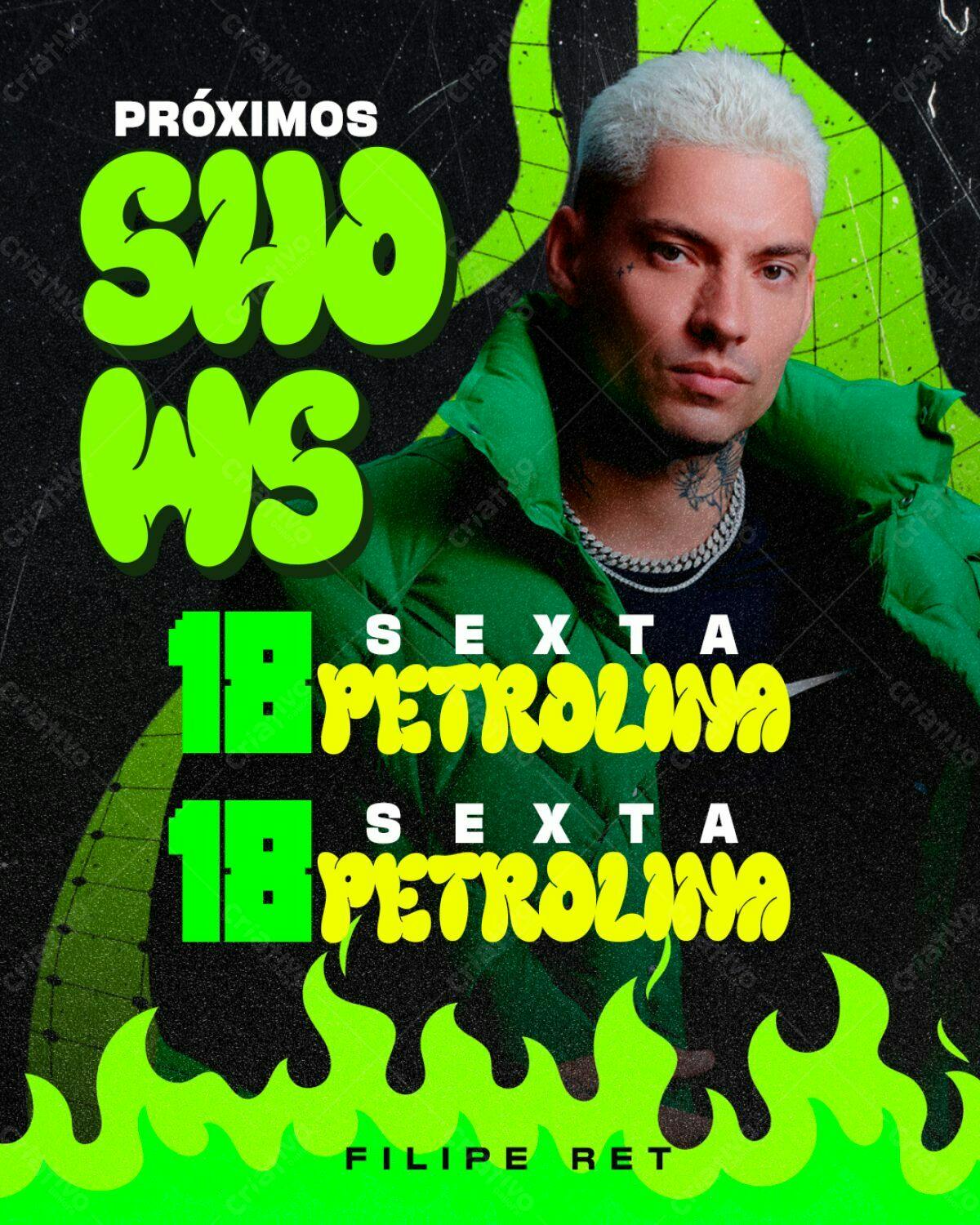 Flyer para Show do Filipe Ret em Petrolina PSD Editável