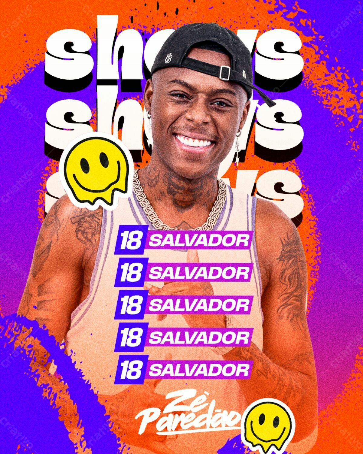 Flyer Show Zé Paredão em Salvador PSD Editável
