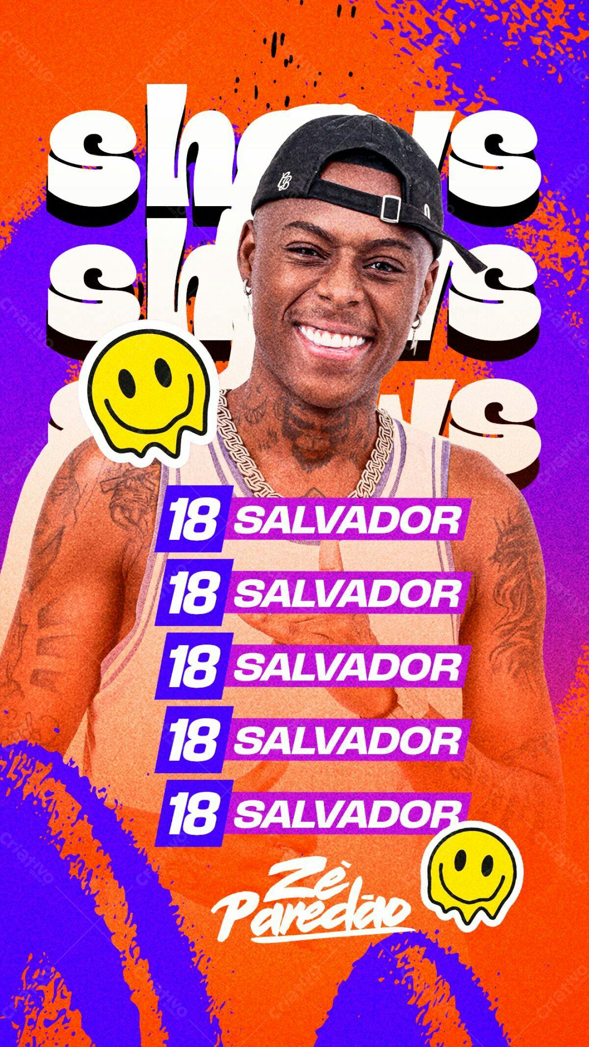 Flyer Show do Zé Paredão em Salvador PSD Editável