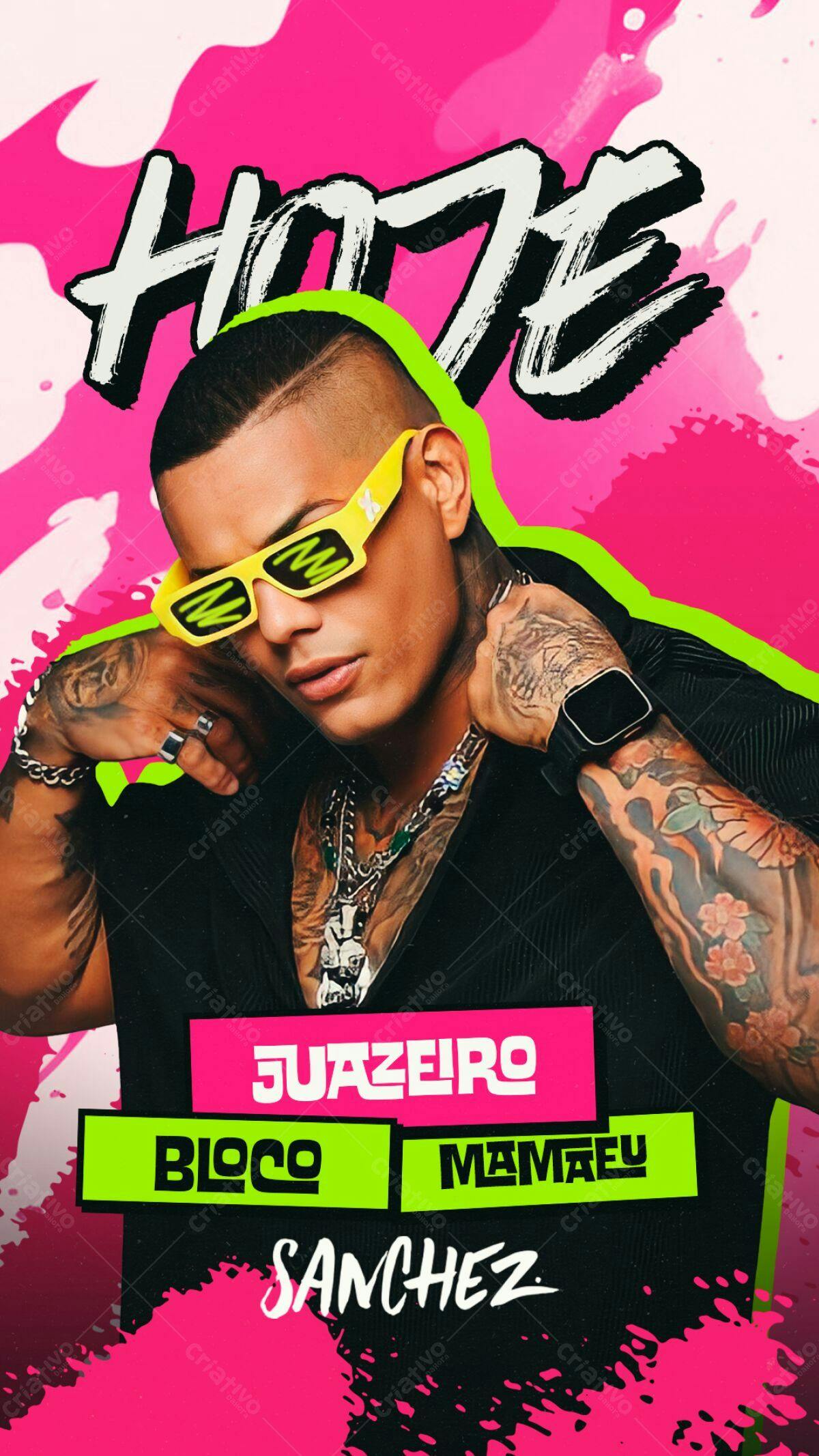 Flyer para Bloco Mamaeú com Sanchez PSD Editável
