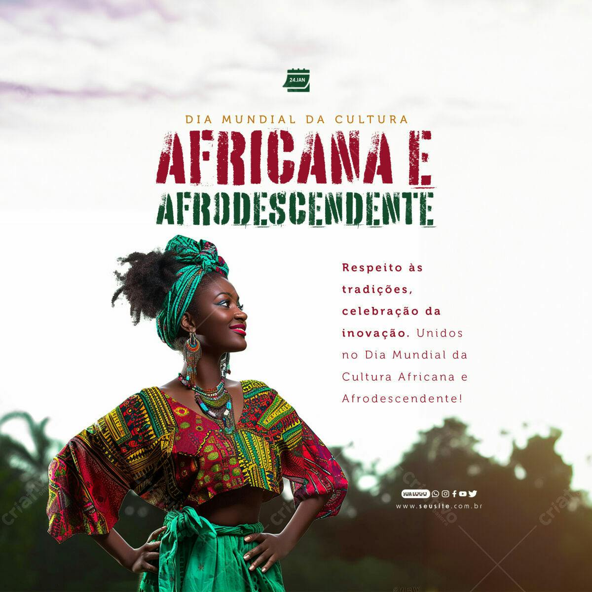 Flyer Dia Mundial da Cultura Africana e Afrodescendente PSD Editável