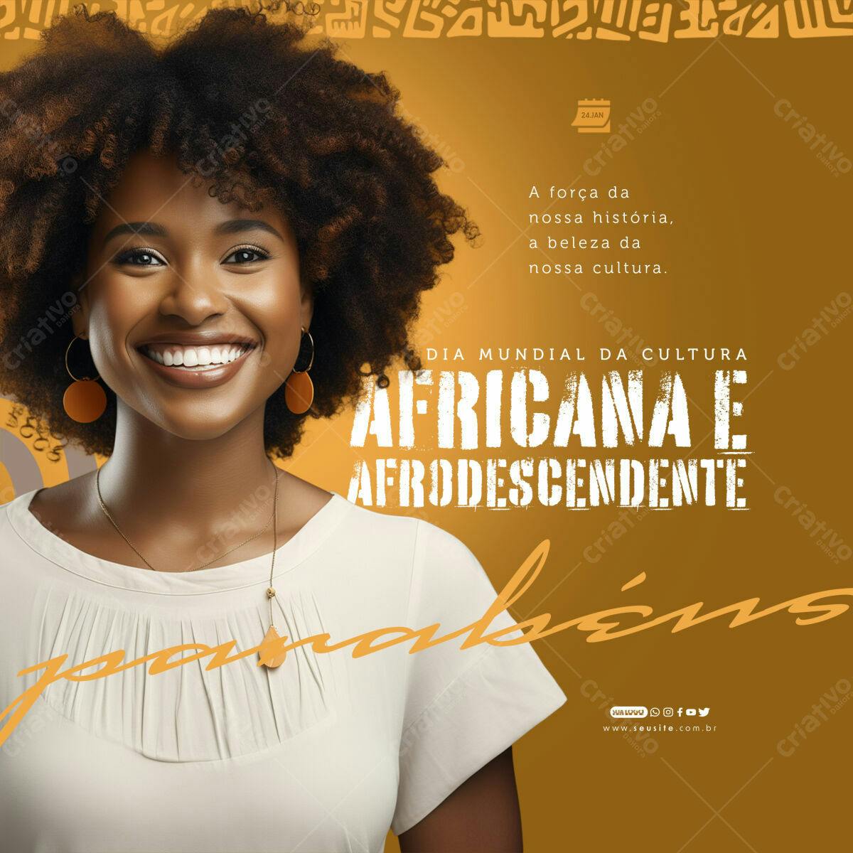 Flyer Dia Mundial da Cultura Africana e Afrodescendente PSD Editável
