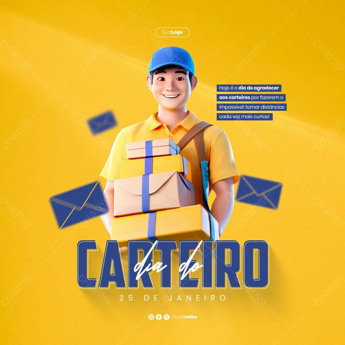 Postagem Dia do Carteiro PSD Editável