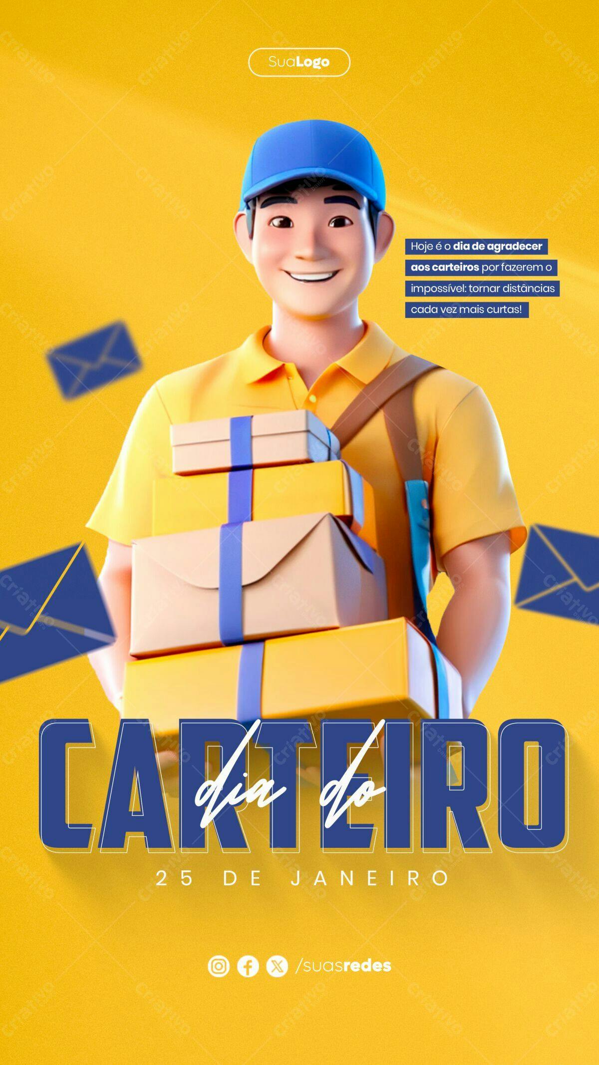 Flyer Dia do Carteiro PSD Editável