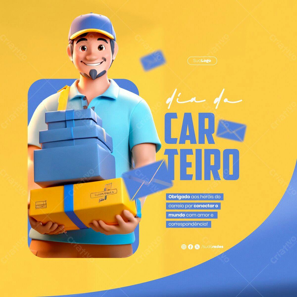 Postagem Dia do Carteiro PSD Editável