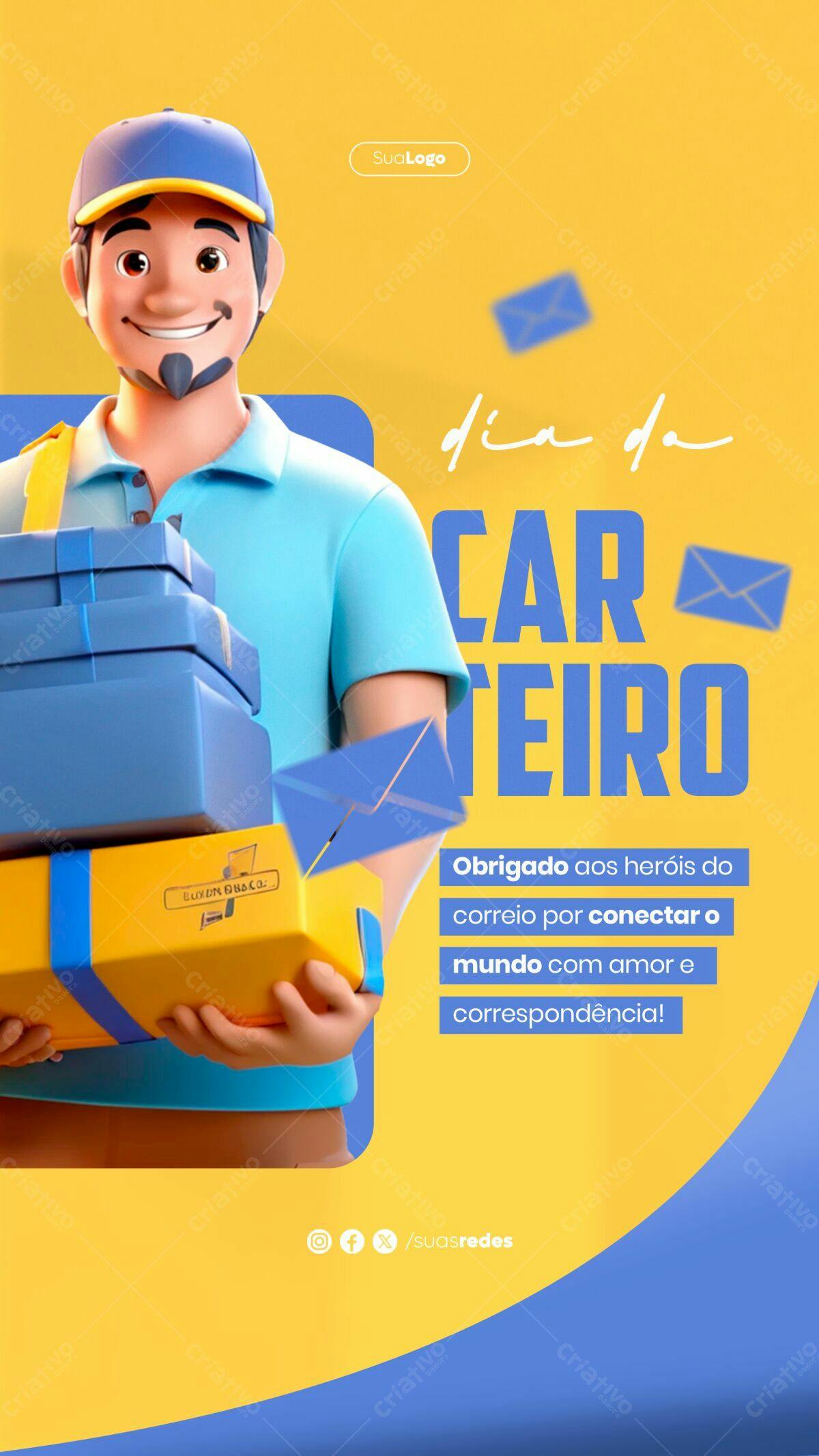 Postagem Dia do Carteiro PSD Editável