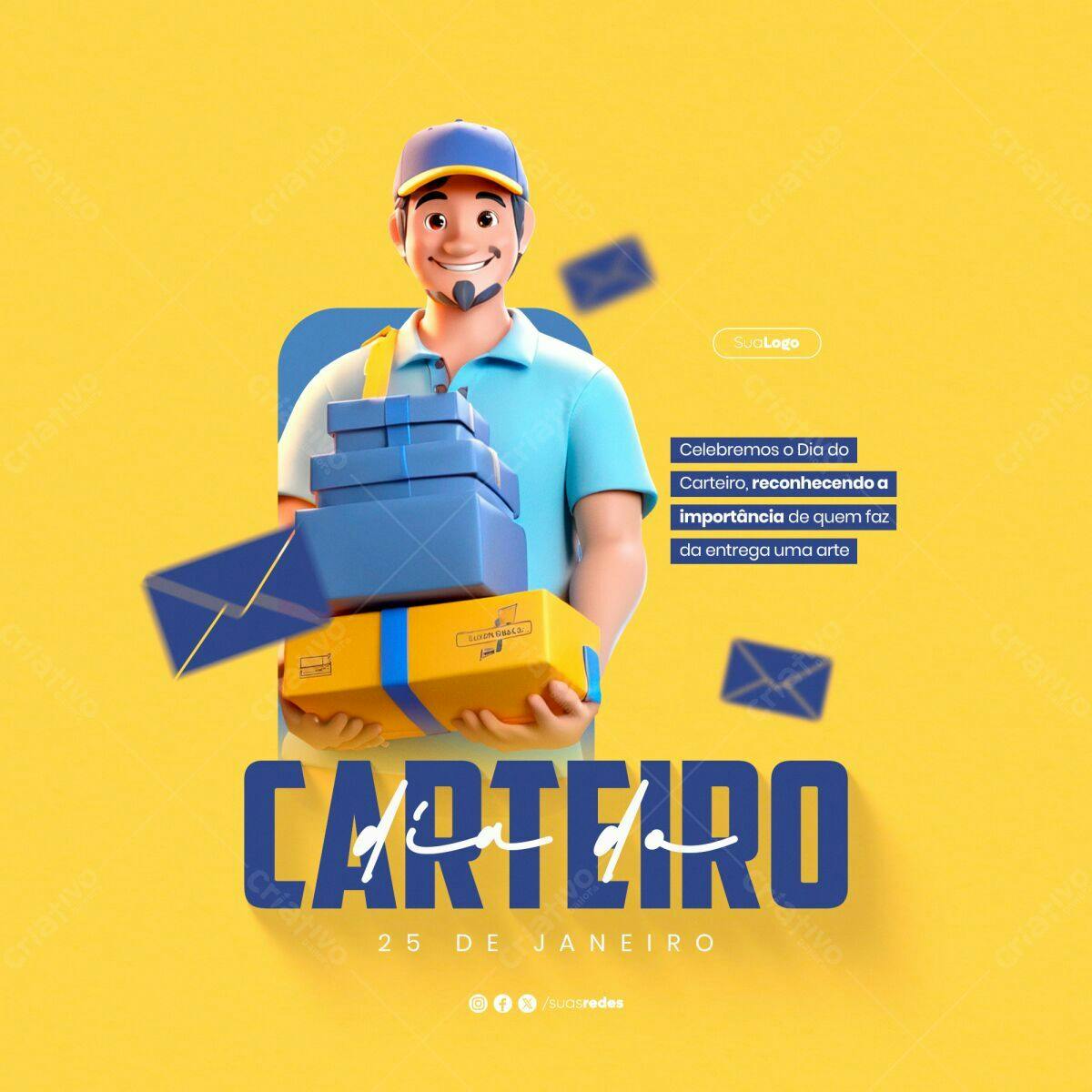 Postagem Dia do Carteiro PSD Editável