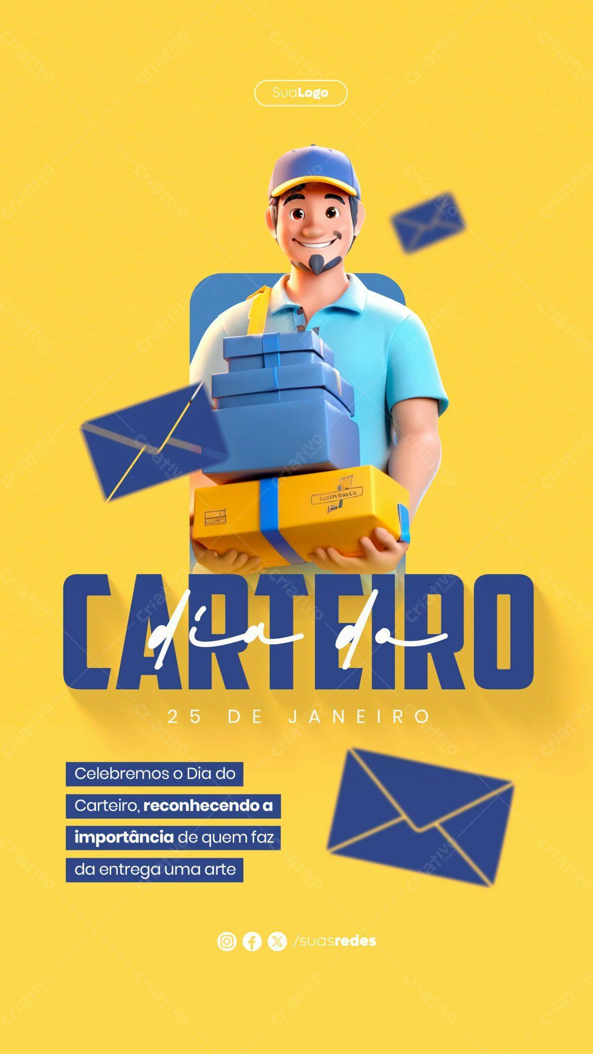 Flyer Dia do Carteiro PSD Editável