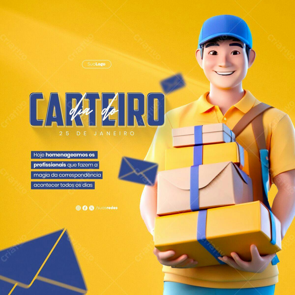 Postagem Dia do Carteiro PSD Editável