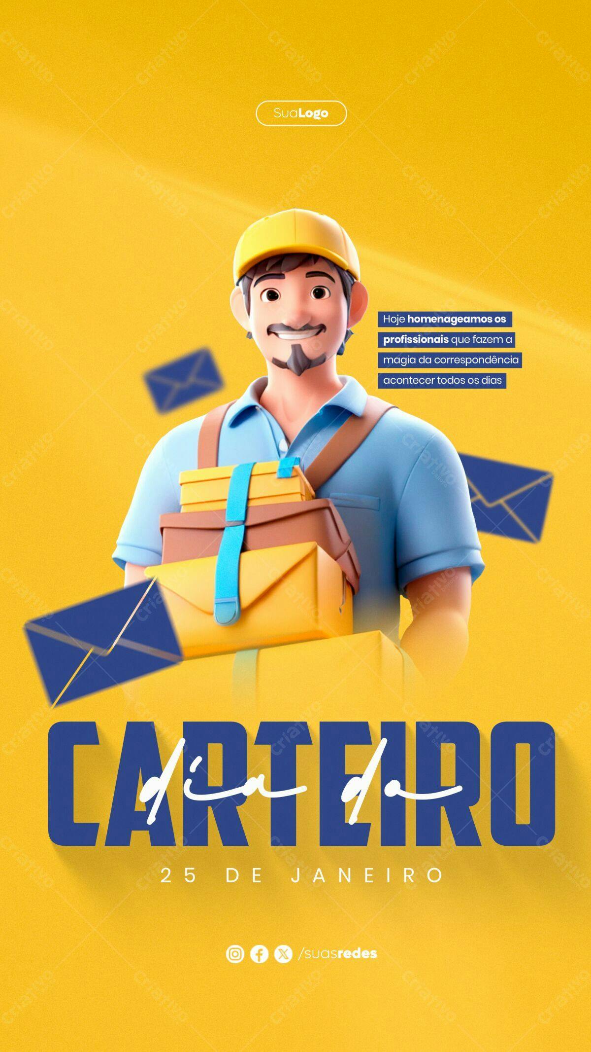 Flyer Dia do Carteiro PSD Editável