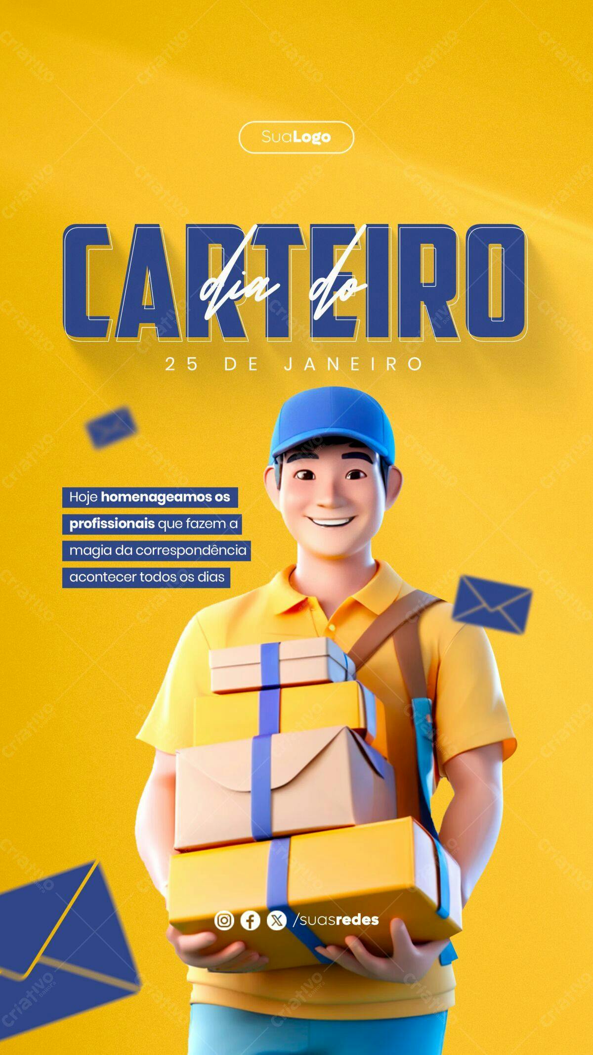 Flyer Dia do Carteiro PSD Editável
