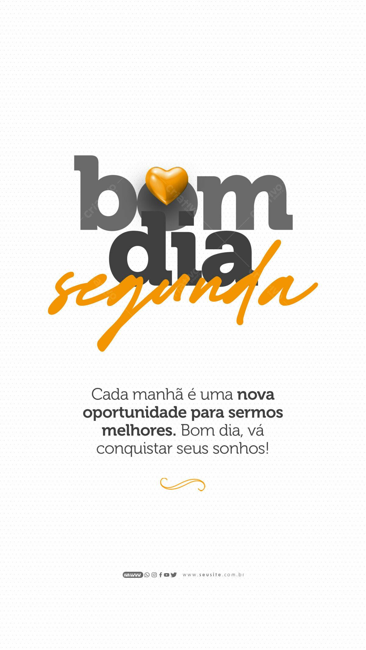 Flyer Motivacional Bom Dia Segunda PSD Editável