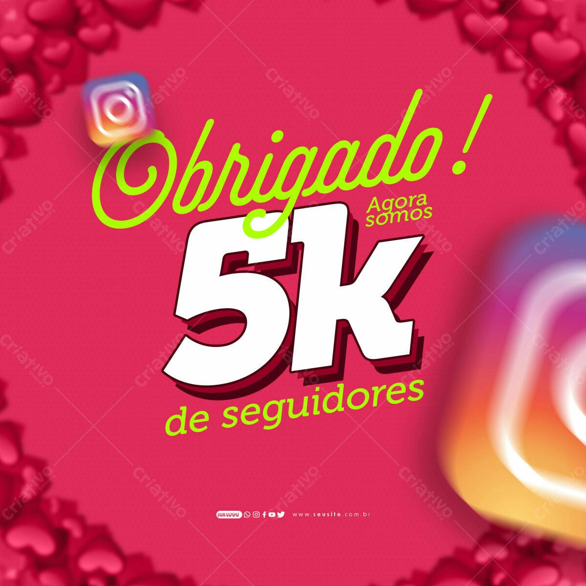 Postagem Redes Sociais 5k Seguidores PSD Editável