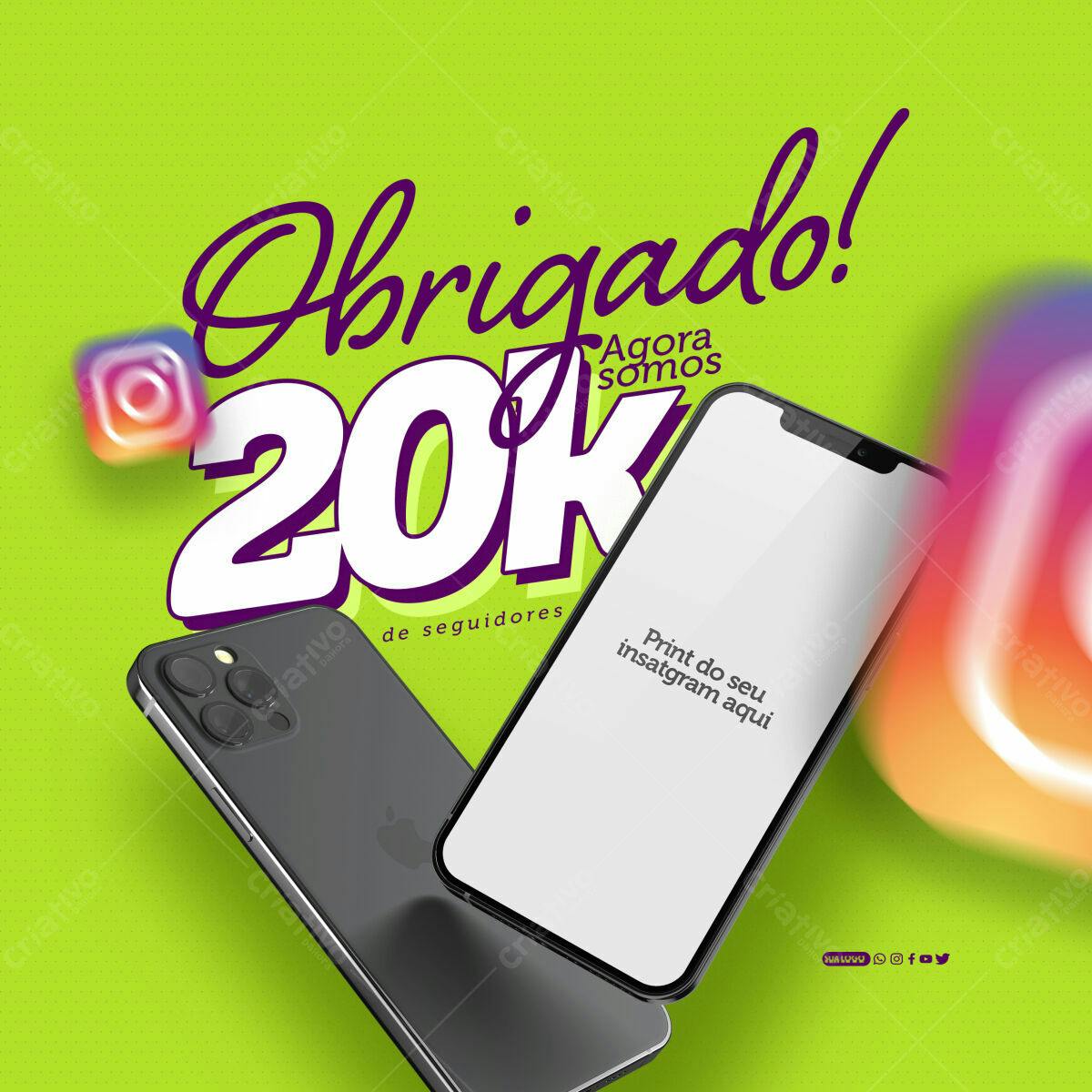 Postagem Instagram Agradecimento 20k Seguidores PSD Editável