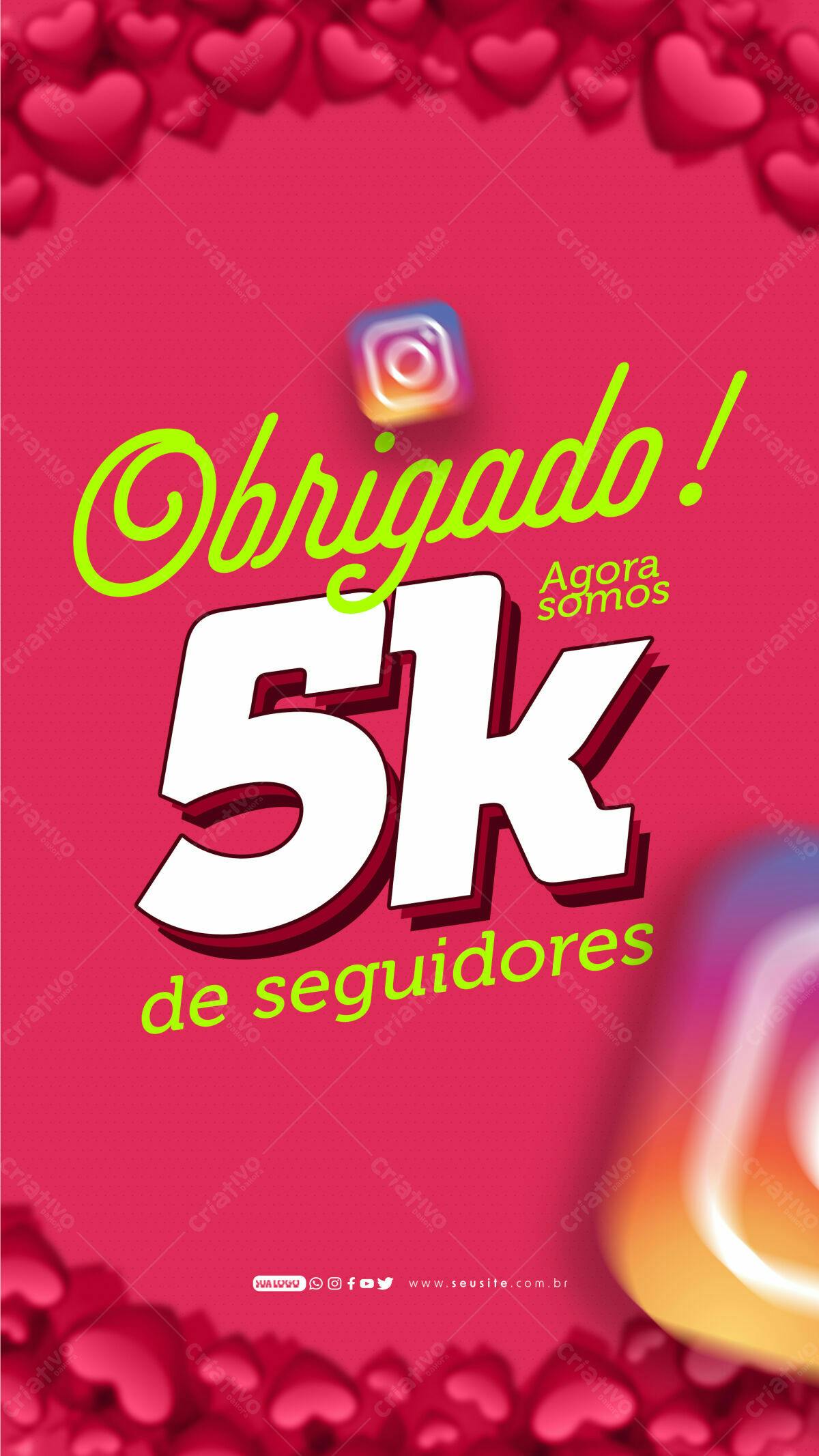 Postagem Instagram 5k Seguidores PSD Editável