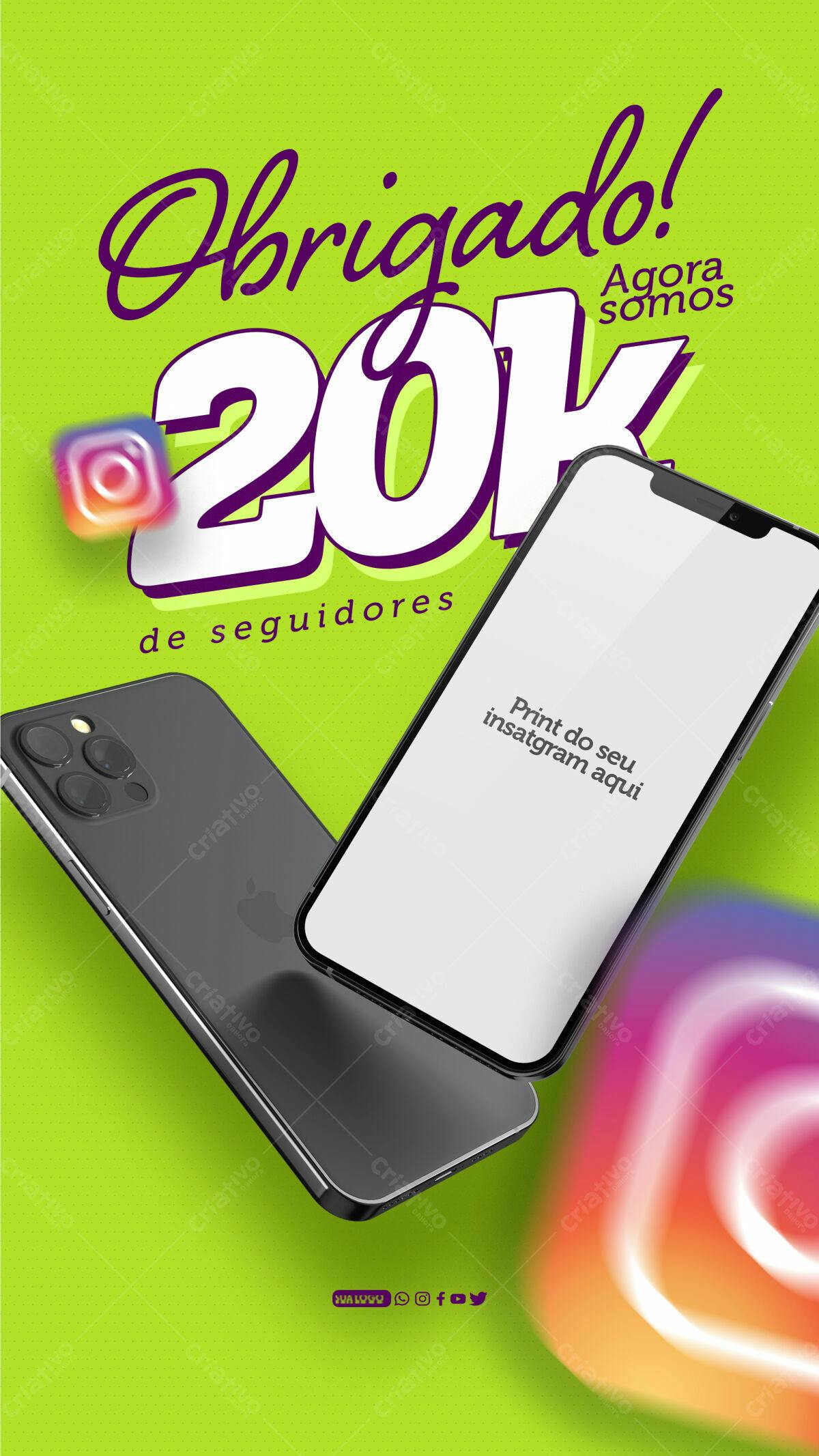 Flyer Agradecimento 20k Seguidores PSD Editável