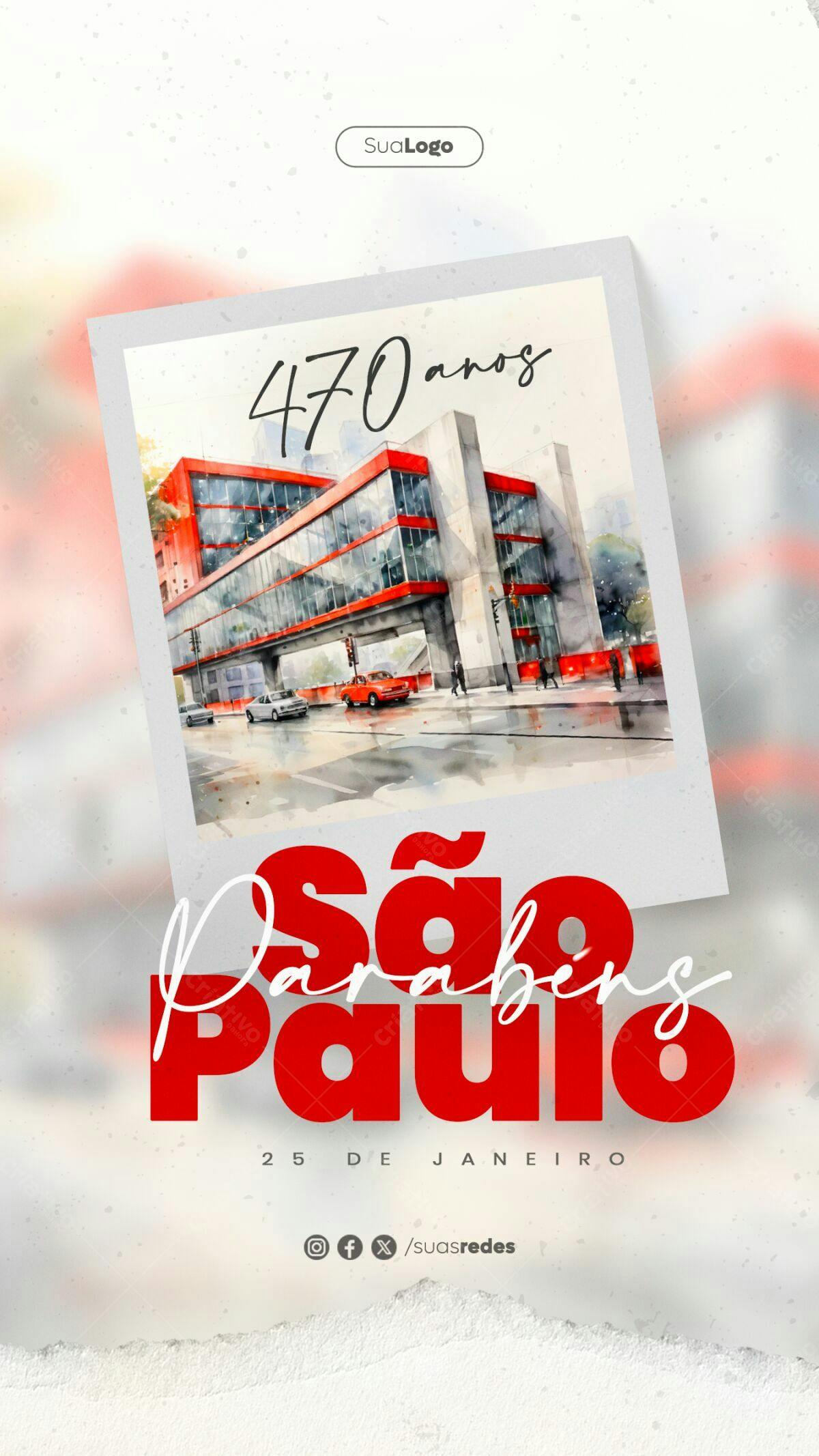 Flyer Aniversário de São Paulo 470 anos PSD Editável