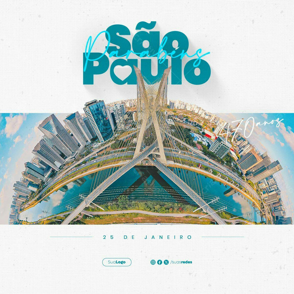 Flyer Aniversário São Paulo 470 anos PSD Editável