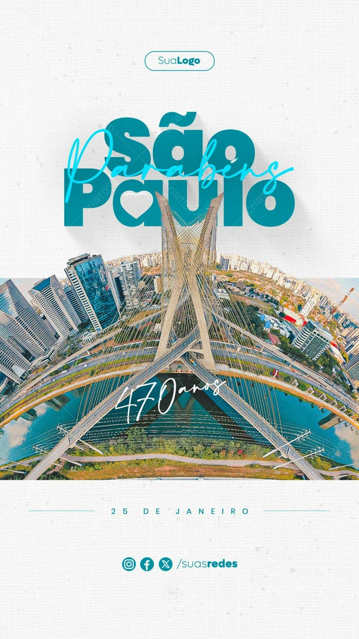 Flyer Aniversário São Paulo 470 Anos PSD Editável