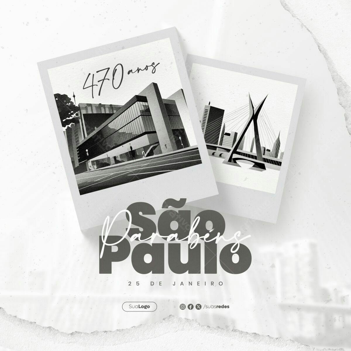 Postagem para Aniversário de São Paulo PSD Editável