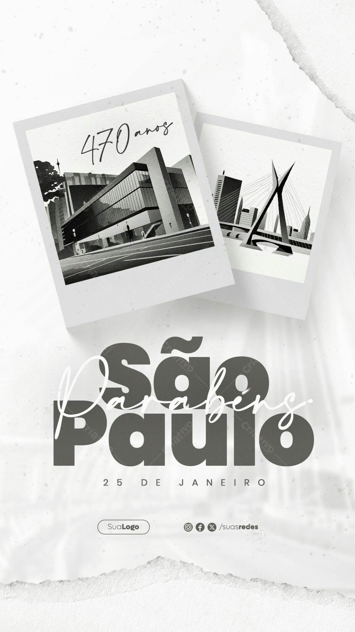 Flyer Aniversário de São Paulo 470 anos PSD Editável