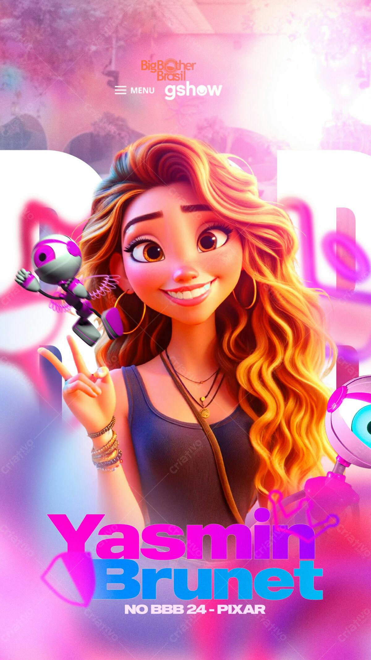 Poster Big Brother Brasil 24 Yasmin Brunet PSD Editável