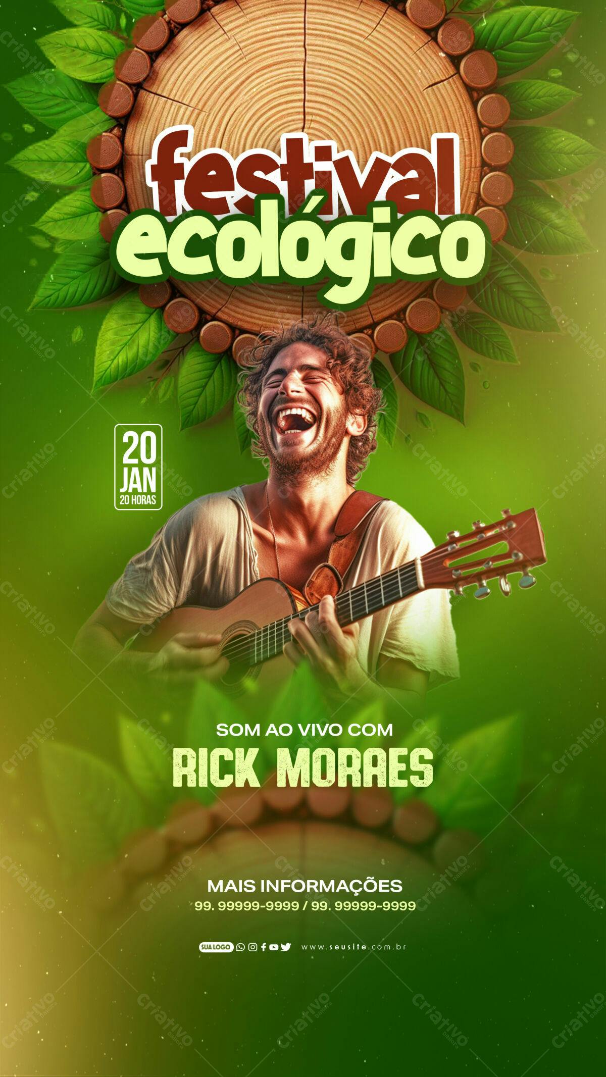 Flyer para Festival Ecológico com Rick Moraes PSD Editável