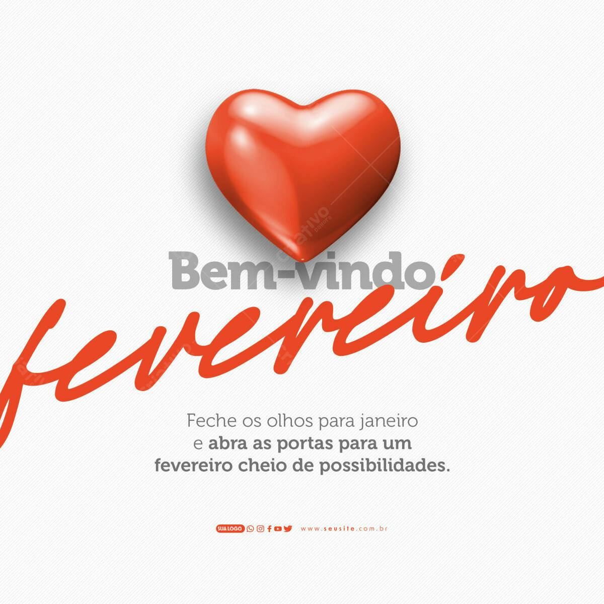 Postagem de Boas Vindas Fevereiro PSD Editável