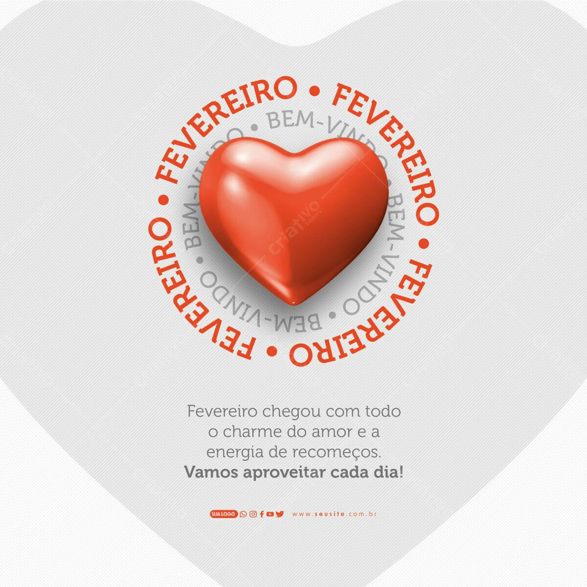Postagem para Redes Sociais Dia de São Valentim PSD Editável