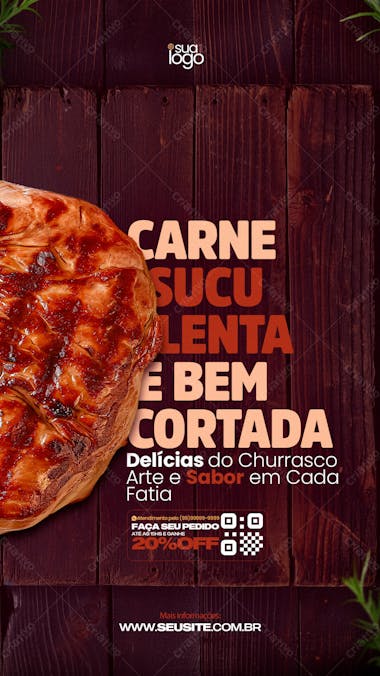 Flyer carne suculenta e bem cortada story