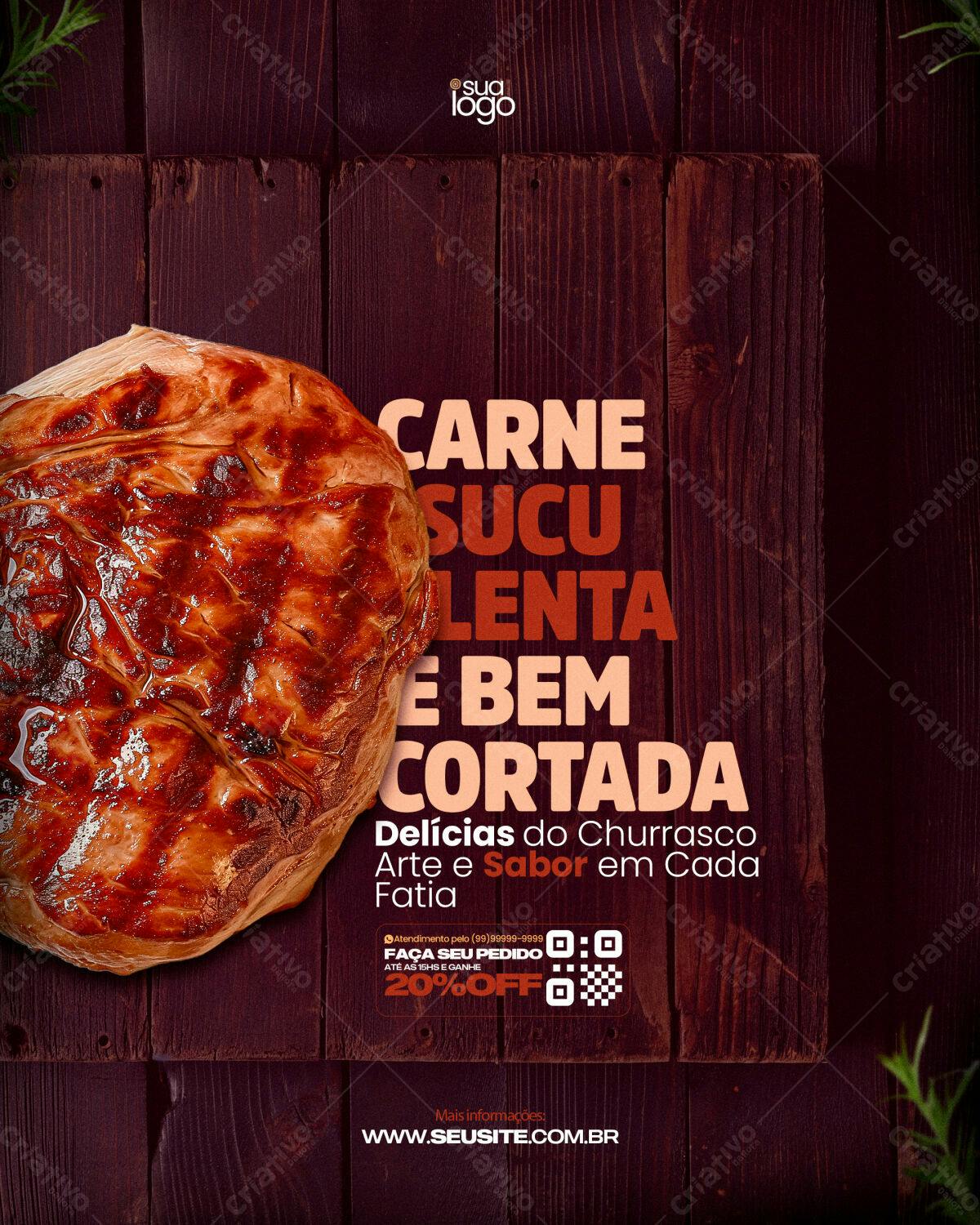 Flyer Churrasco Carne Suculenta PSD Editável
