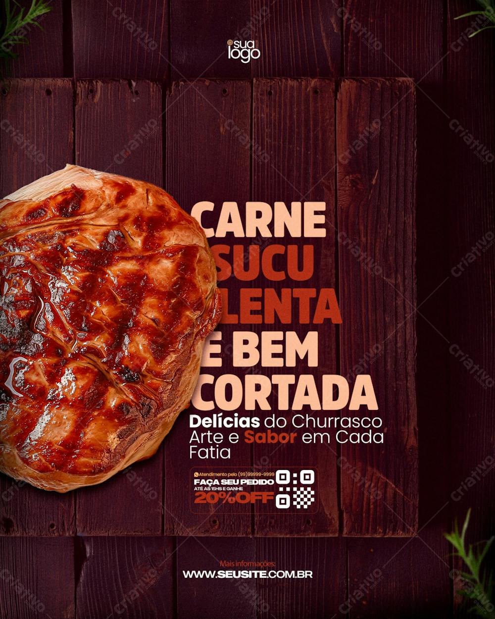 Flyer Carne Suculenta E Bem Cortada Feed